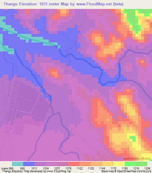 Thangu,Tanzania Elevation Map