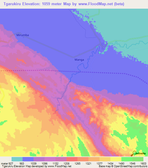 Tgarukiru,Tanzania Elevation Map