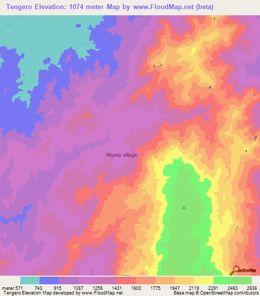 Tengero,Tanzania Elevation Map