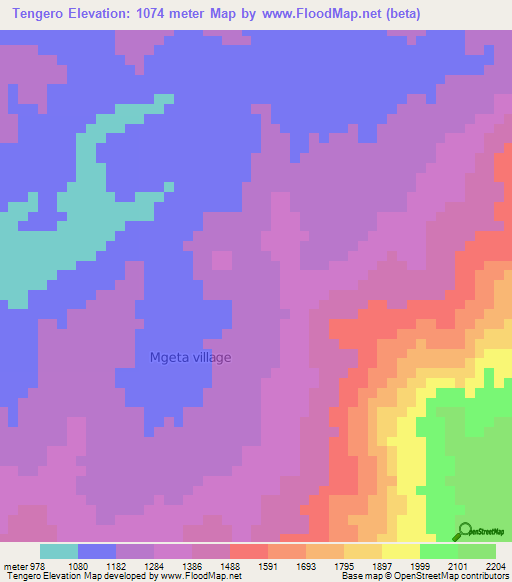 Tengero,Tanzania Elevation Map