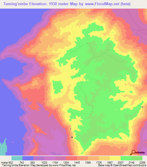 Teming'ombe,Tanzania Elevation Map