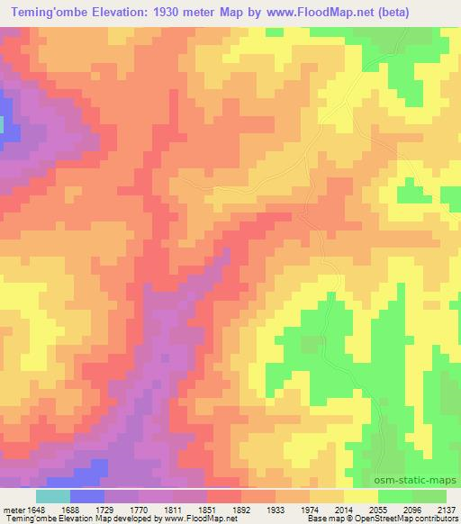 Teming'ombe,Tanzania Elevation Map