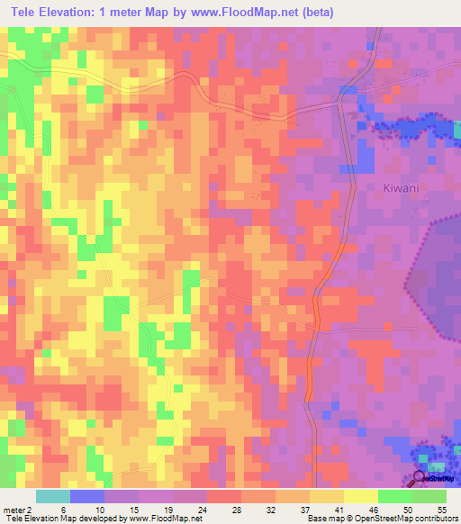 Tele,Tanzania Elevation Map