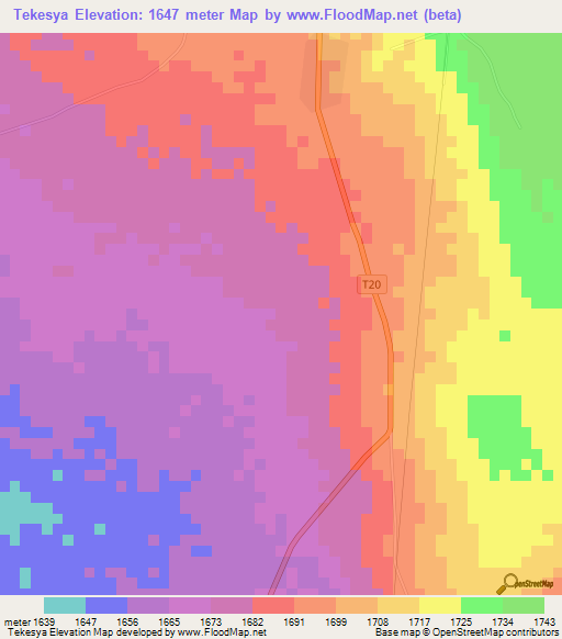 Tekesya,Tanzania Elevation Map