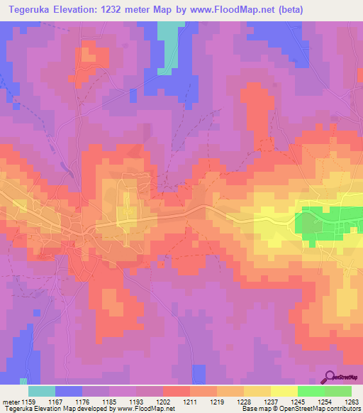 Tegeruka,Tanzania Elevation Map