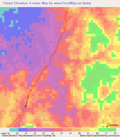 Tebani,Tanzania Elevation Map