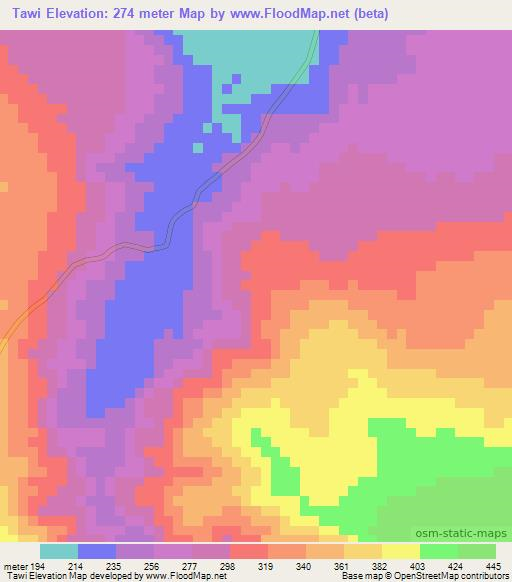 Tawi,Tanzania Elevation Map