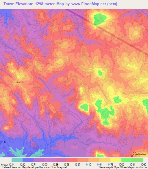 Tatwe,Tanzania Elevation Map