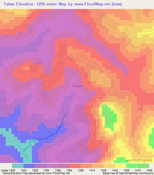 Tatwe,Tanzania Elevation Map