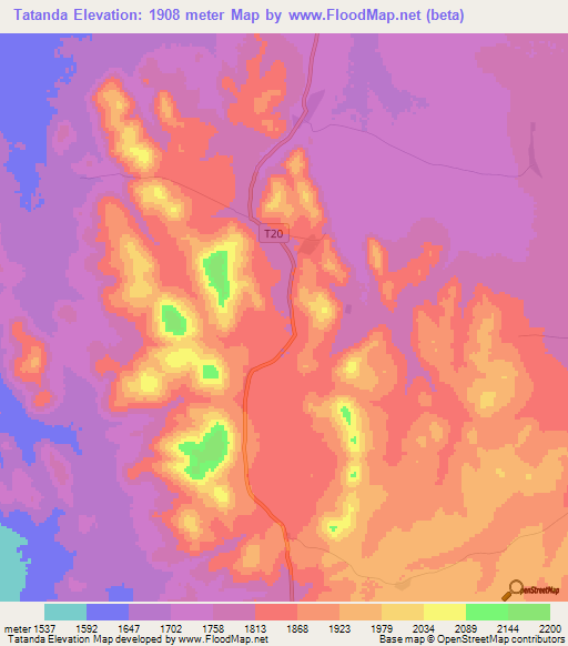 Tatanda,Tanzania Elevation Map