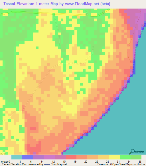 Tasani,Tanzania Elevation Map