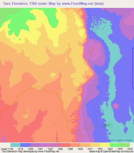 Taru,Tanzania Elevation Map