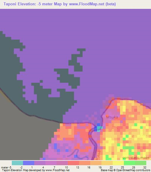 Taponi,Tanzania Elevation Map