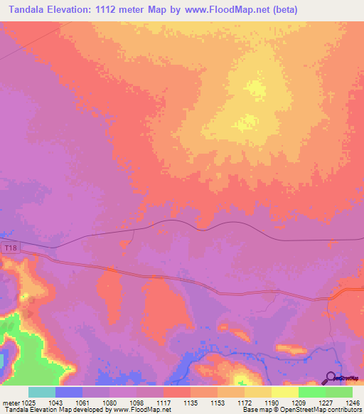 Tandala,Tanzania Elevation Map