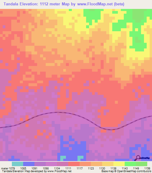 Tandala,Tanzania Elevation Map