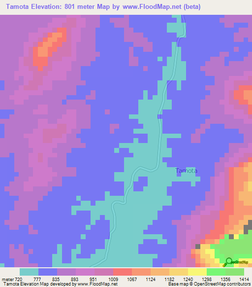 Tamota,Tanzania Elevation Map