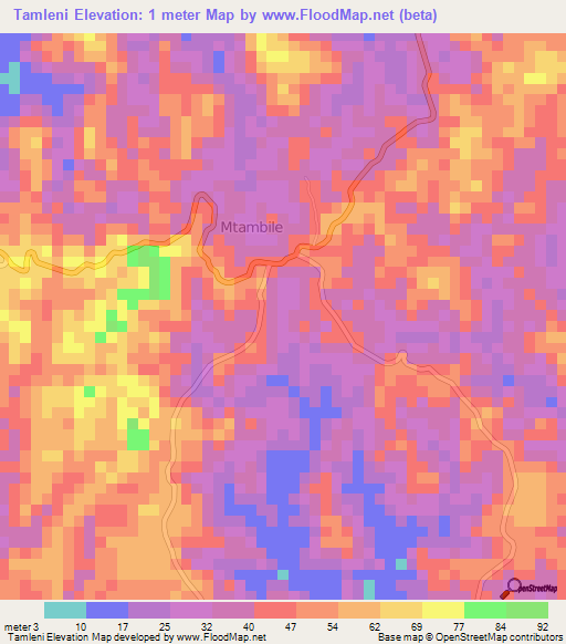 Tamleni,Tanzania Elevation Map