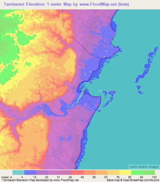 Tambarani,Tanzania Elevation Map