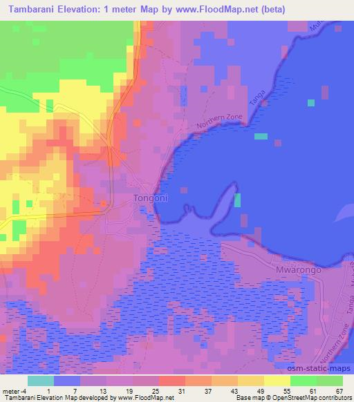 Tambarani,Tanzania Elevation Map