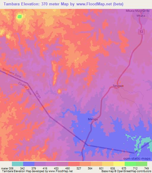 Tambara,Tanzania Elevation Map