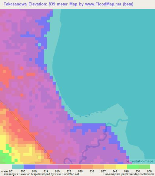 Takasangwa,Tanzania Elevation Map