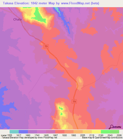 Takasa,Tanzania Elevation Map