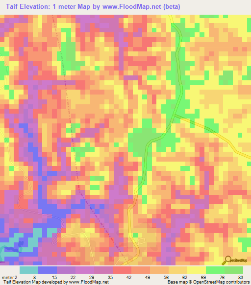 Taif,Tanzania Elevation Map