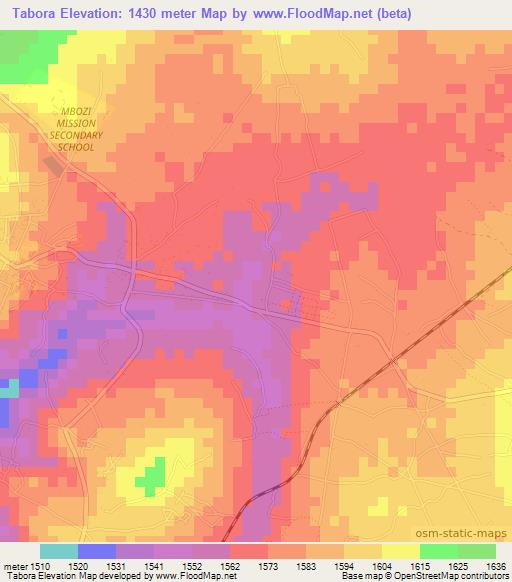 Tabora,Tanzania Elevation Map