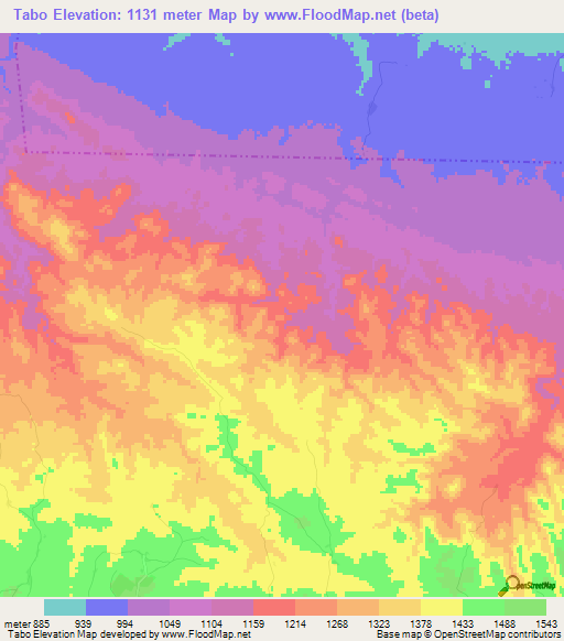 Tabo,Tanzania Elevation Map