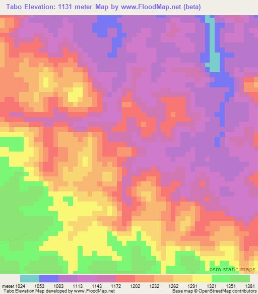 Tabo,Tanzania Elevation Map