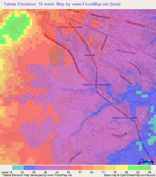 Tabata,Tanzania Elevation Map