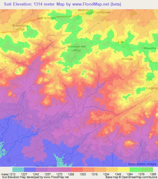 Suti,Tanzania Elevation Map