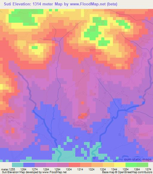 Suti,Tanzania Elevation Map