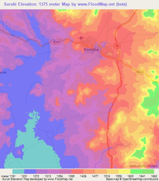 Suruki,Tanzania Elevation Map