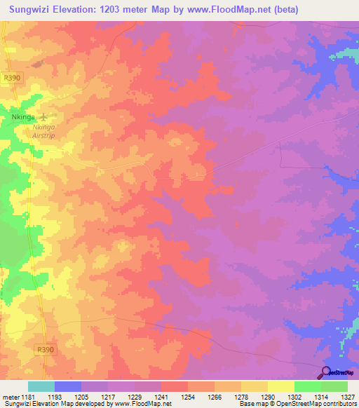 Sungwizi,Tanzania Elevation Map