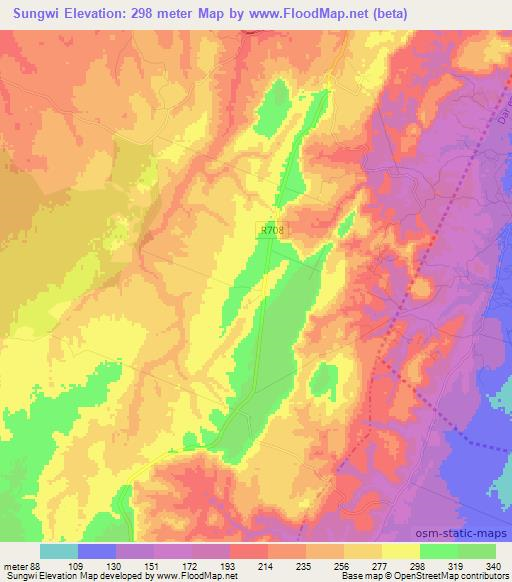 Sungwi,Tanzania Elevation Map