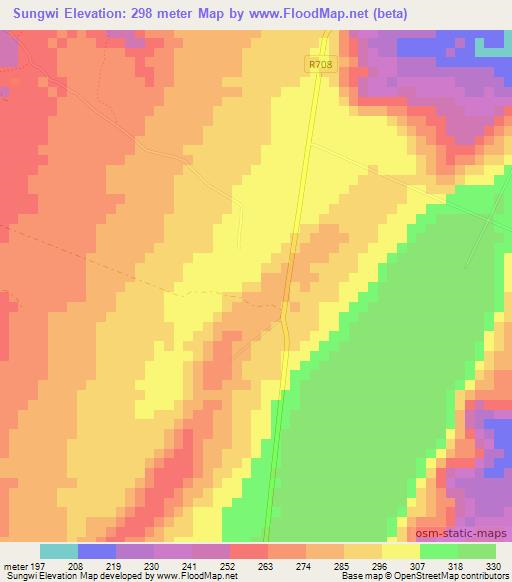 Sungwi,Tanzania Elevation Map