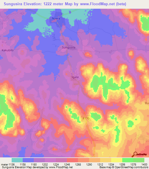 Sungusira,Tanzania Elevation Map