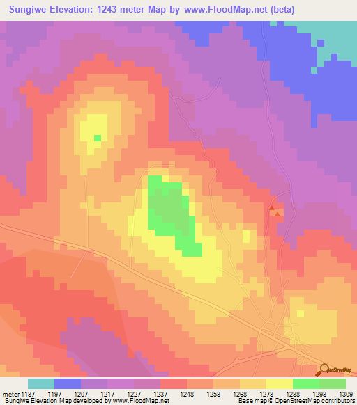 Sungiwe,Tanzania Elevation Map