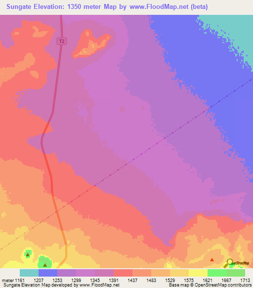 Sungate,Tanzania Elevation Map