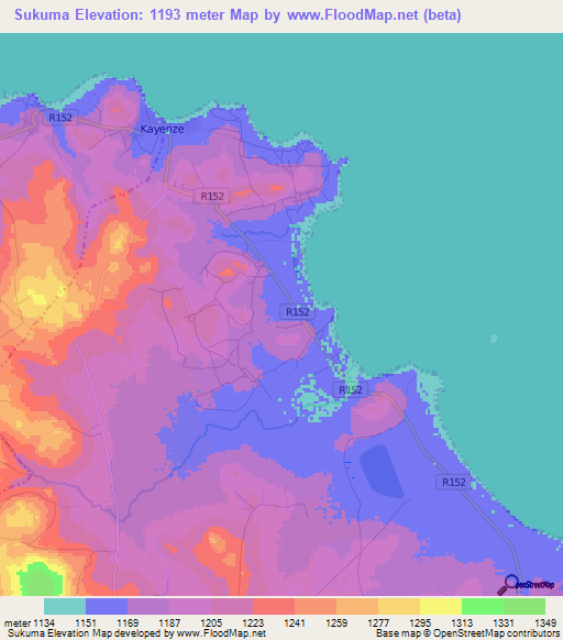 Sukuma,Tanzania Elevation Map