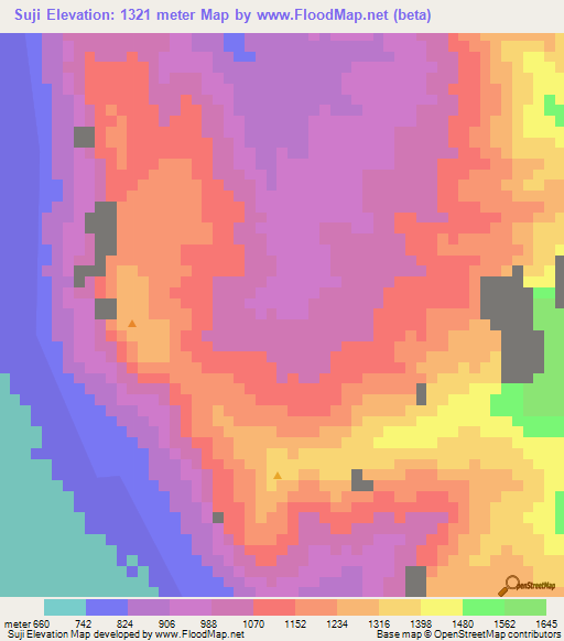 Suji,Tanzania Elevation Map