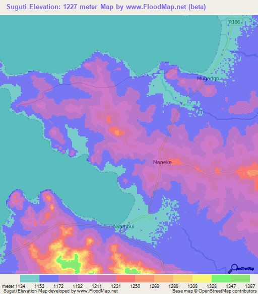 Suguti,Tanzania Elevation Map