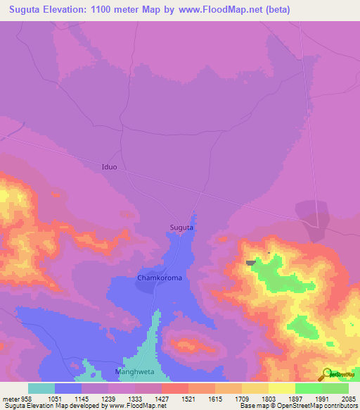 Suguta,Tanzania Elevation Map