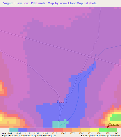 Suguta,Tanzania Elevation Map