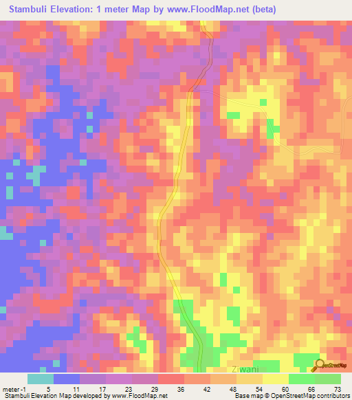 Stambuli,Tanzania Elevation Map