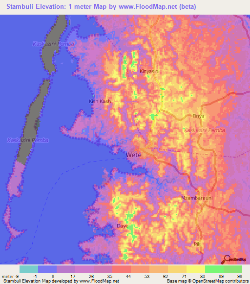 Stambuli,Tanzania Elevation Map