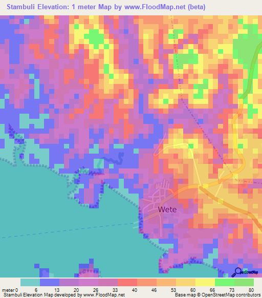 Stambuli,Tanzania Elevation Map