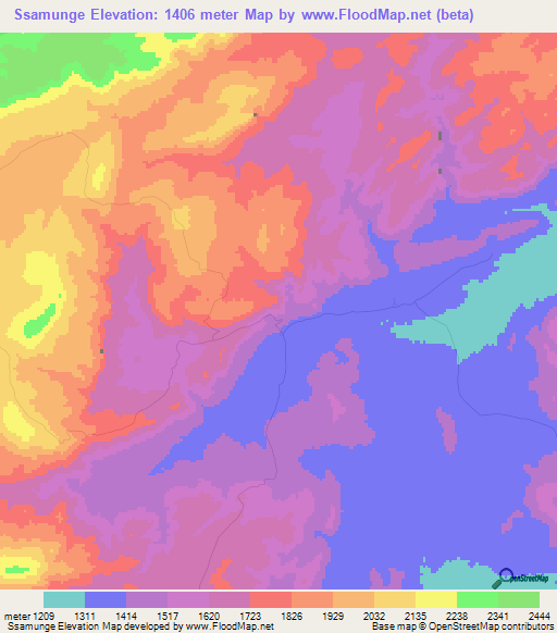 Ssamunge,Tanzania Elevation Map