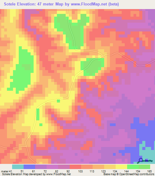 Sotele,Tanzania Elevation Map